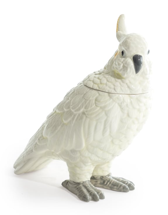 White Ceramic Parrot Storage Jar