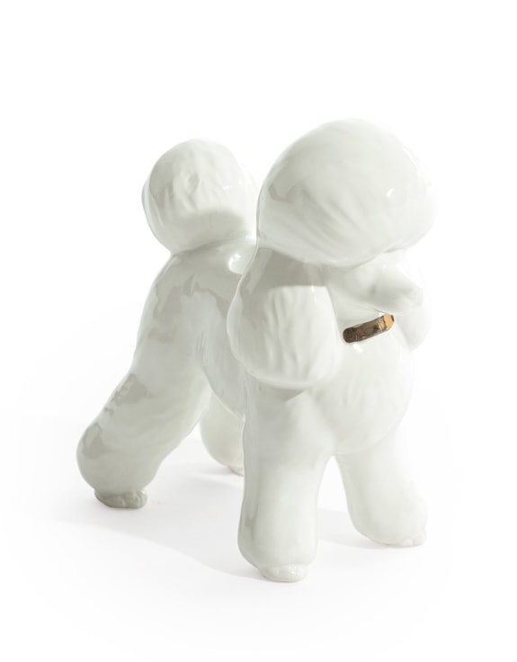 White Poodle Candle Holder
