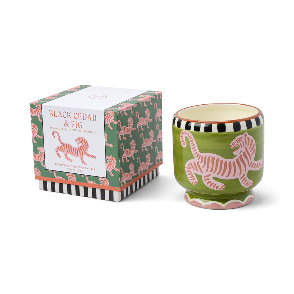 Tiger Cedar Fig Ceramic Candle