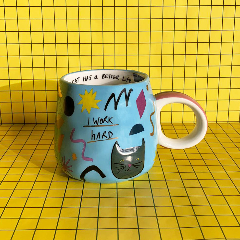 I Work Hard Cat Boxed Cup