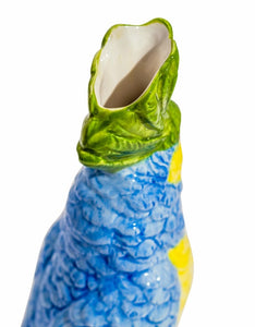 Blue Parrot On Perch Vase