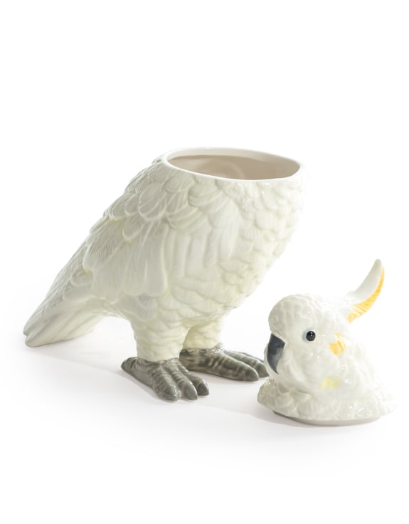 White Ceramic Parrot Storage Jar