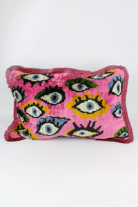 Pink Eye Silk Velvet Cushion