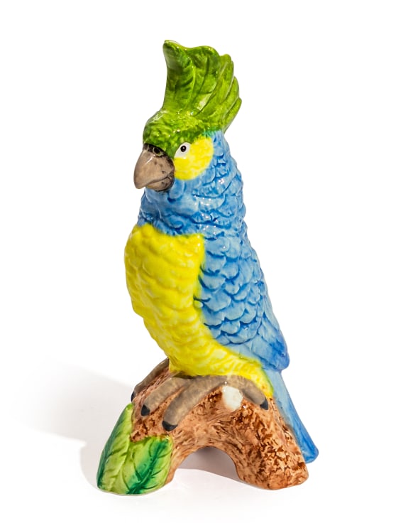 Blue Parrot On Perch Vase