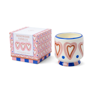 Hearts Rosewood Vanilla Ceramic Candle